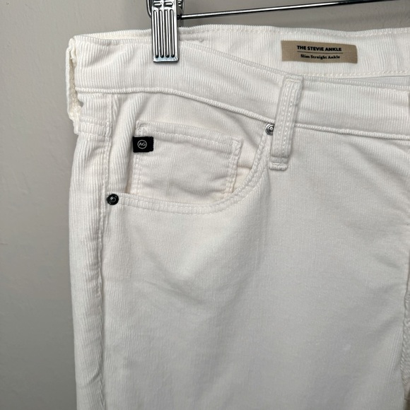 AG The Stevie Slim Straight Ankle Jeans Corduroy Cords Creme Ivory Stretch Sz 32 - Picture 5 of 16